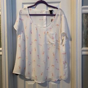 Torrid Flamingo shirt with pocket and button back